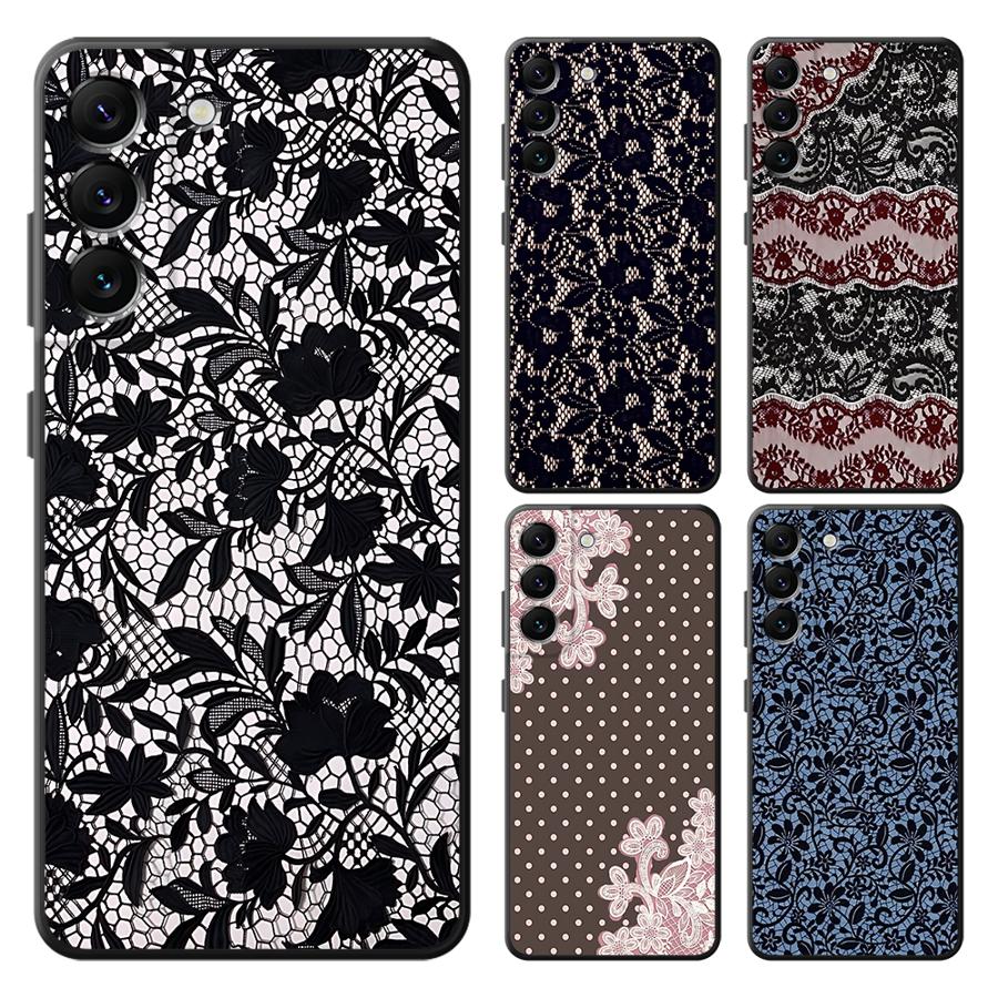 Samsung Galaxy A55 - Casing Renda Seksi Hitam untuk Samsung
