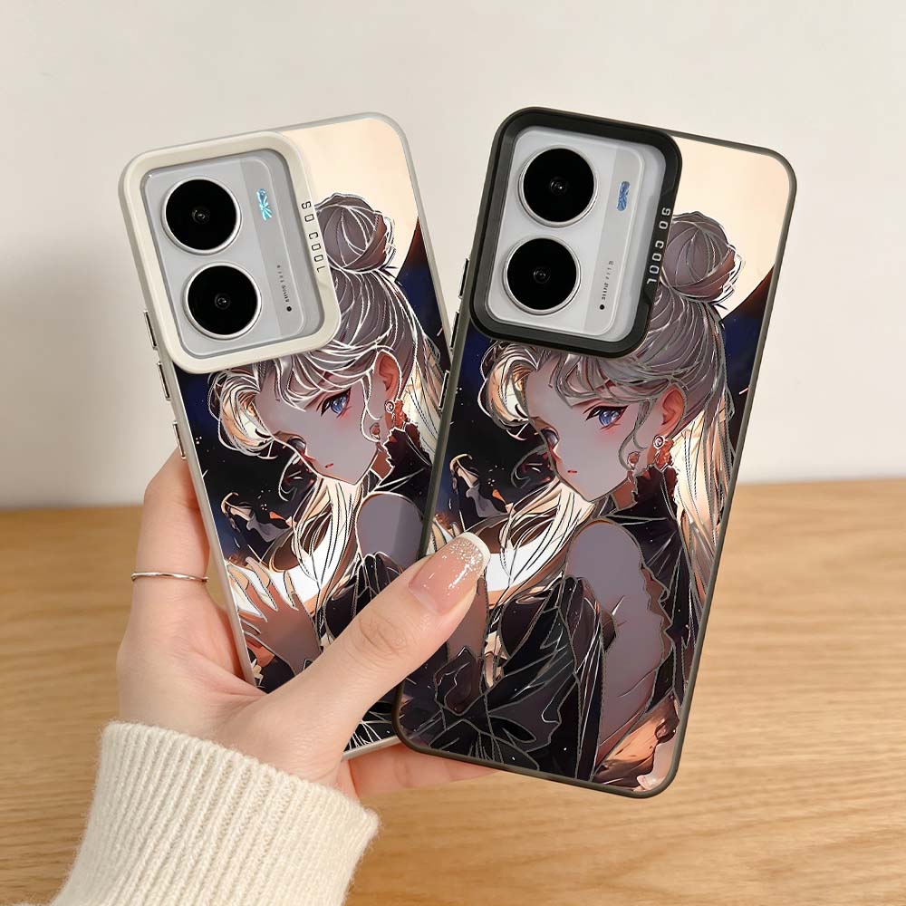 Realme C67 - Casing Ponsel Berwarna Perak Motif Anime